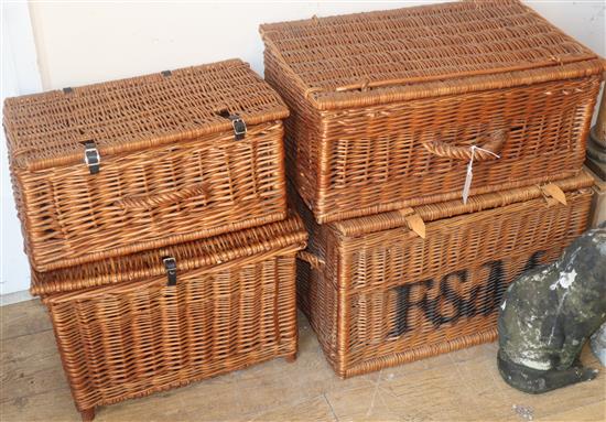 A Fortnum and Mason picnic hamper and three other similar hampers